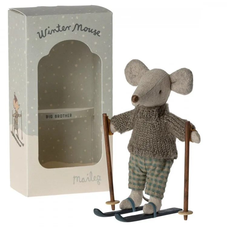 Maileg | Winter Mouse with Skis Big Brother