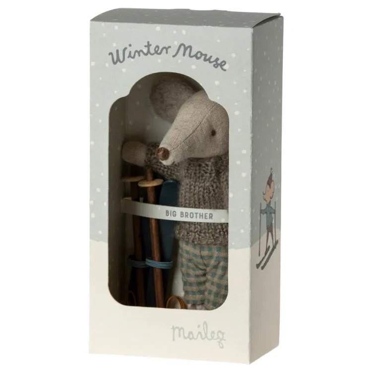Maileg | Winter Mouse with Skis Big Brother
