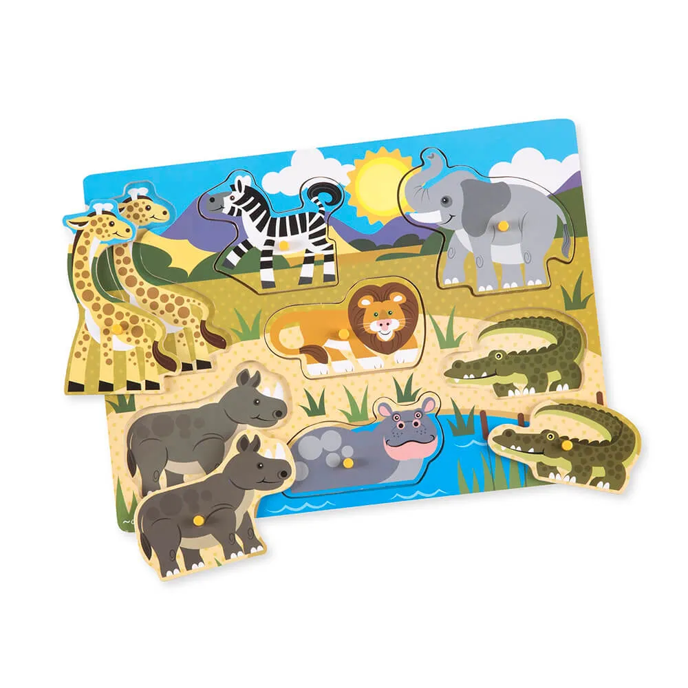 Melissa and Doug Safari 7 Piece Peg Puzzle