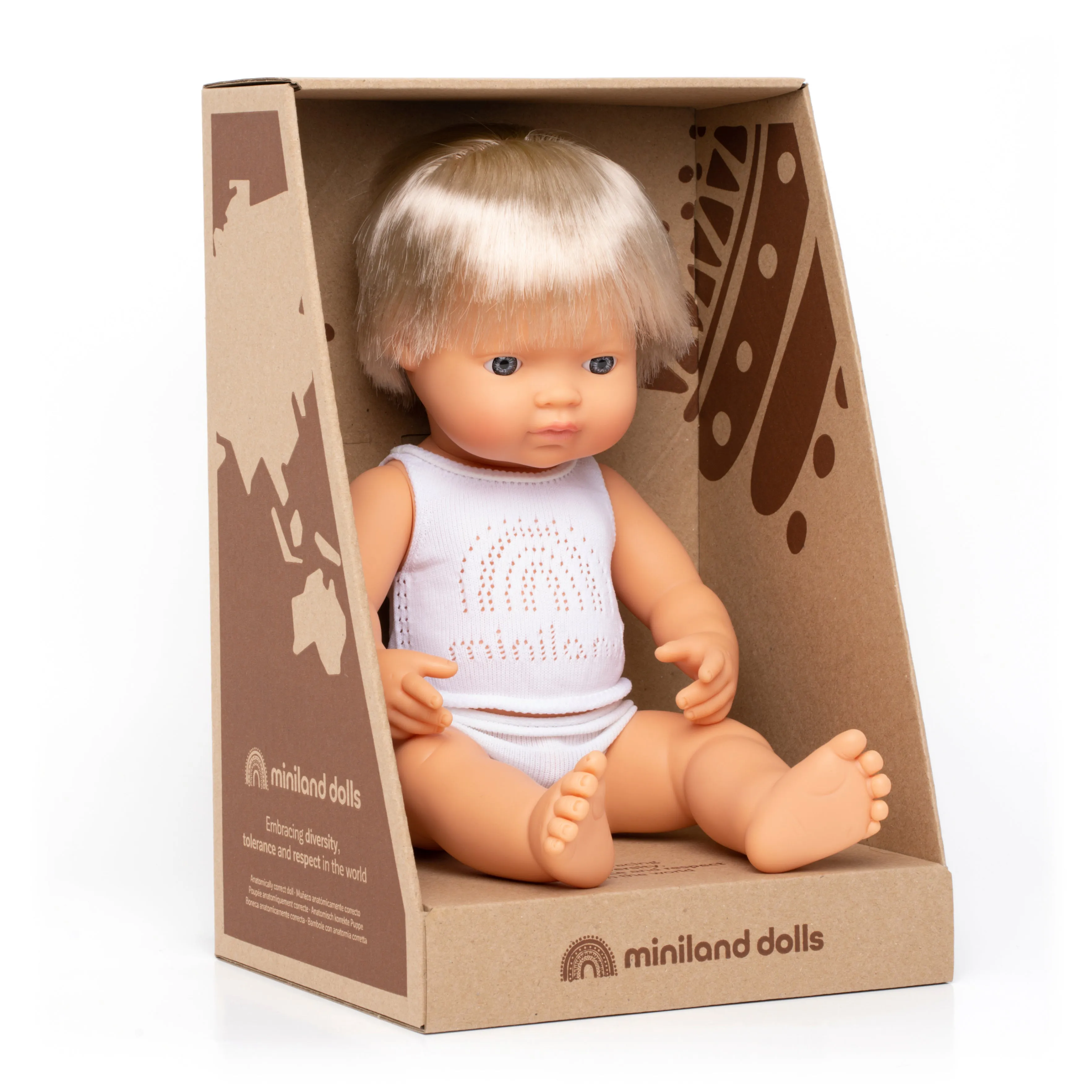 Miniland Baby Doll Caucasian BOY 38 cm