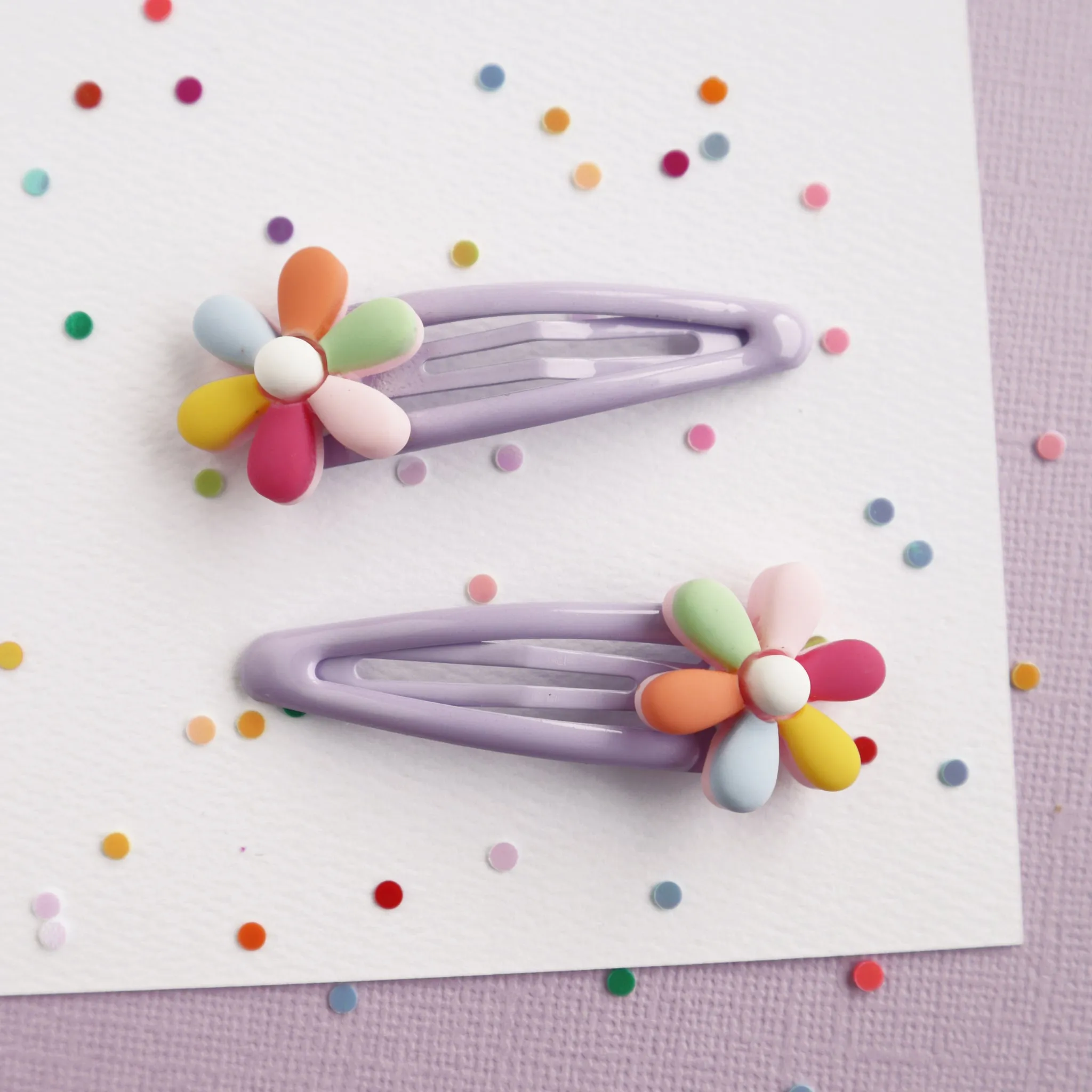 Mon Coco Hair Clip Set | Rainbow Petal