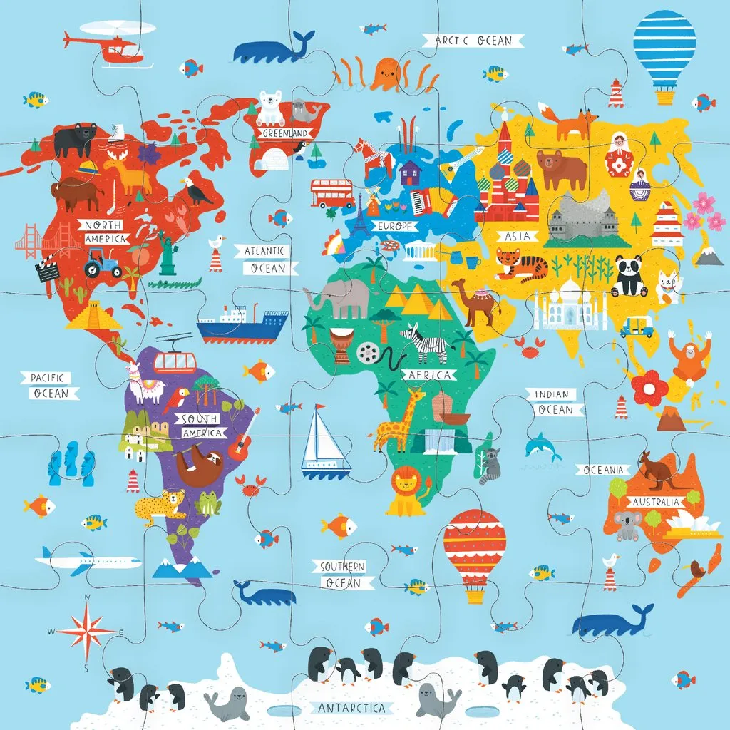 Mud Puppy Map Of The World 25 Piece Jumbo Puzzle