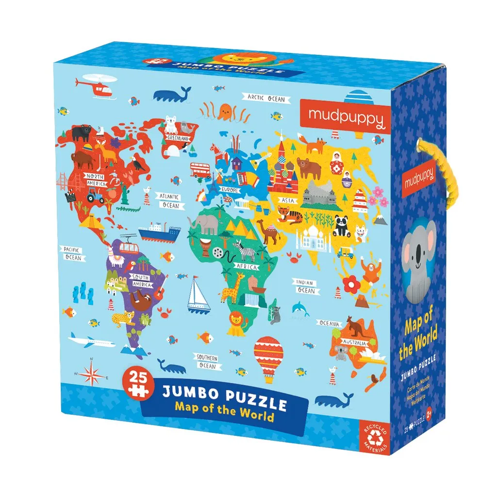 Mud Puppy Map Of The World 25 Piece Jumbo Puzzle