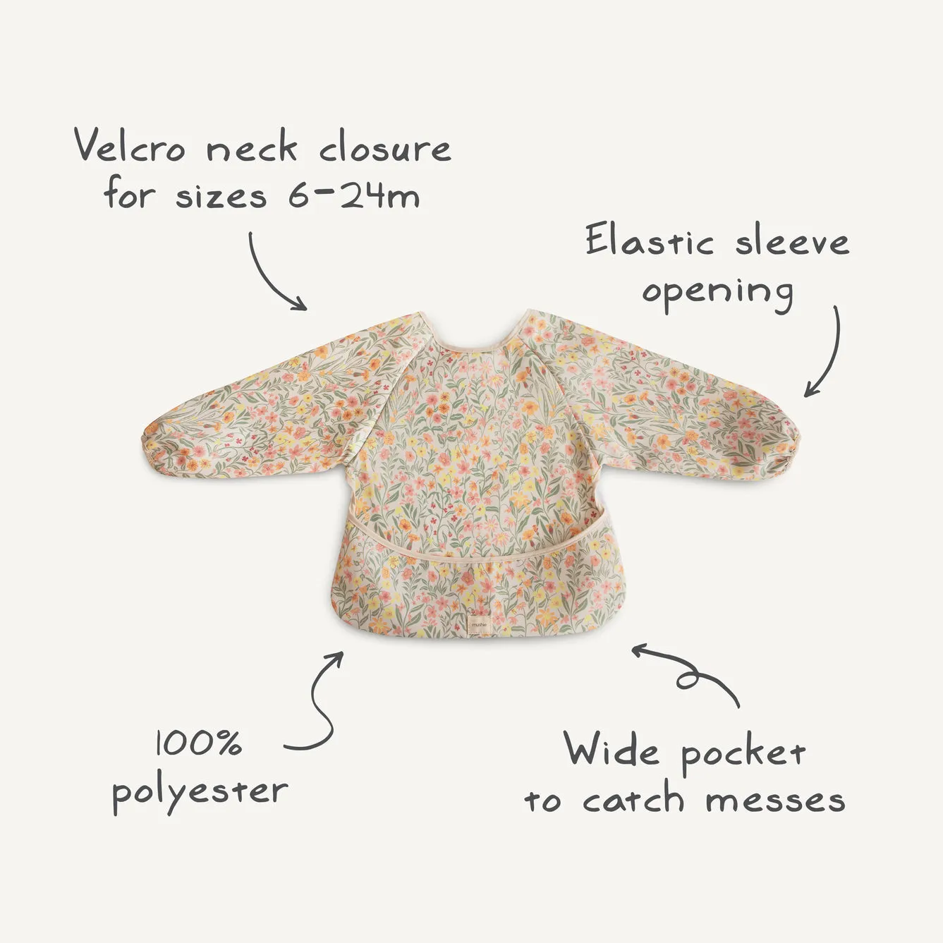 Mushie Long Sleeve Bib | Olive Check