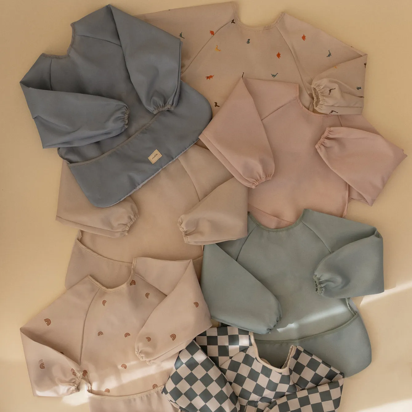 Mushie Long Sleeve Bib | Olive Check