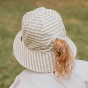 Ponytail Bucket Hat - Natural Stripe