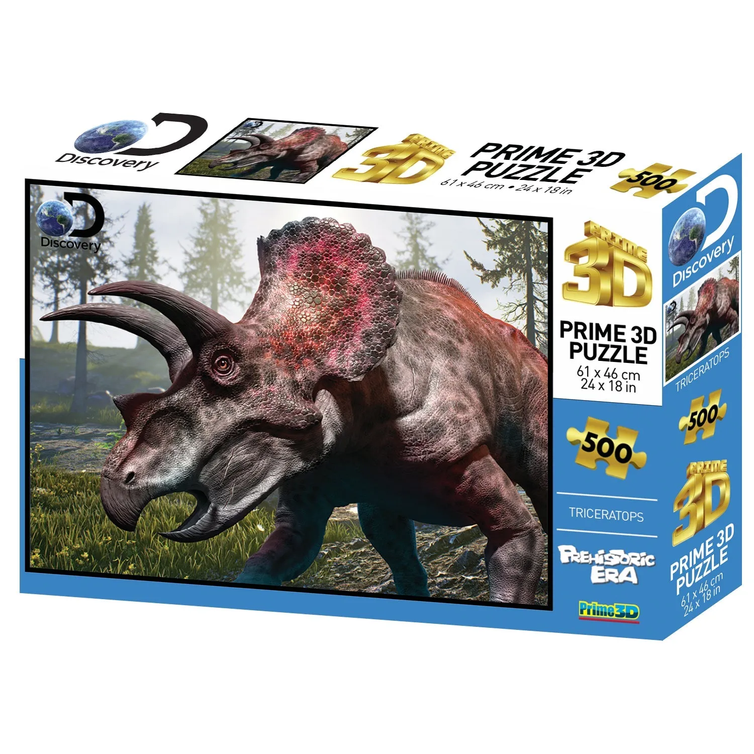 Prime 3D Super 3D 500 Piece 3D Puzzle Prehistoric Era Triceratops