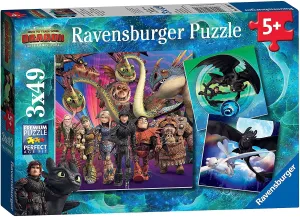 Ravensburger 080649 3 x 49 Pieces How To Train Your Dragon Wise - Kids Toys