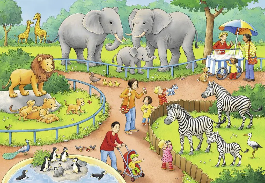 Ravensburger 2x24 A Day at the Zoo Wise - Kids Toys