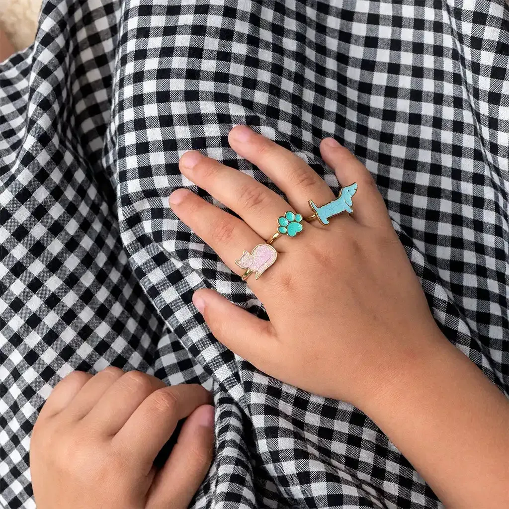 Sausage Dog & Cat - Glitter Rings