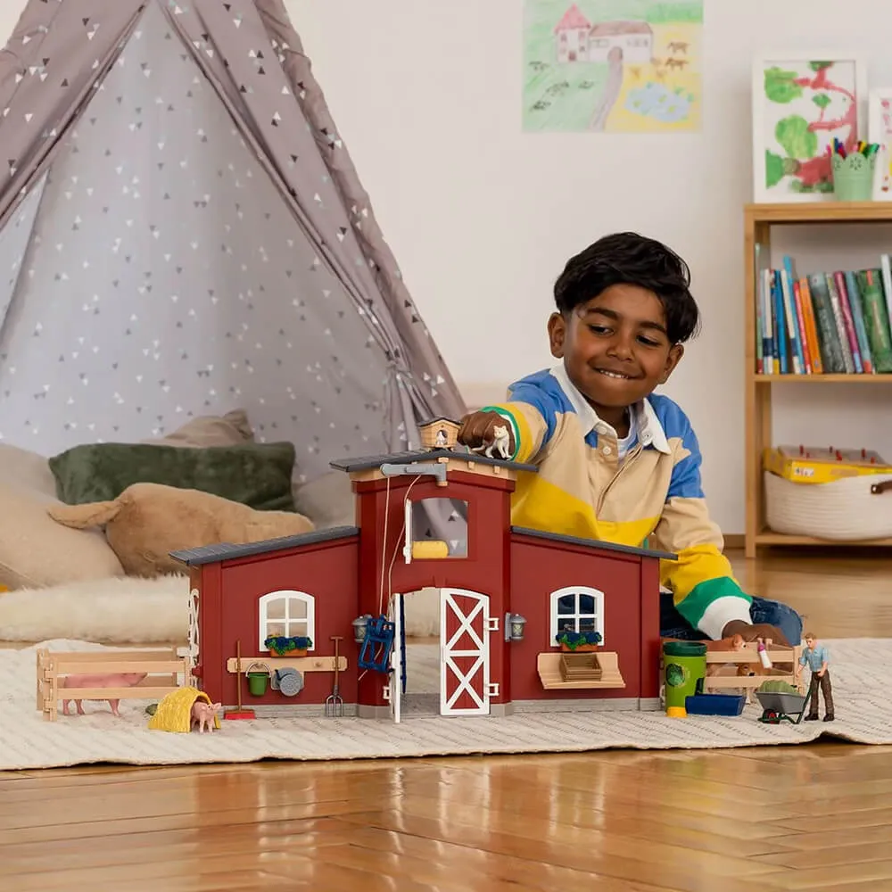 Schleich Farm World Large Barn with Animals and Accessories Set