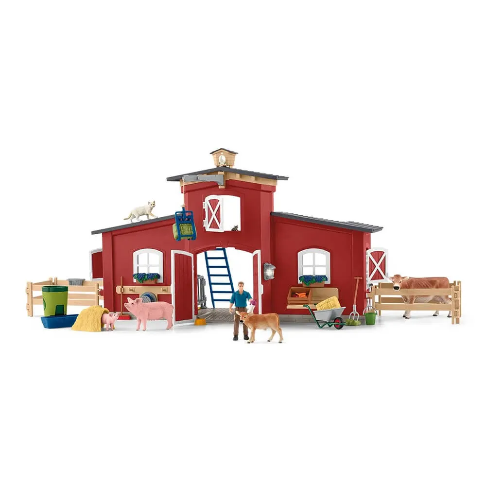 Schleich Farm World Large Barn with Animals and Accessories Set