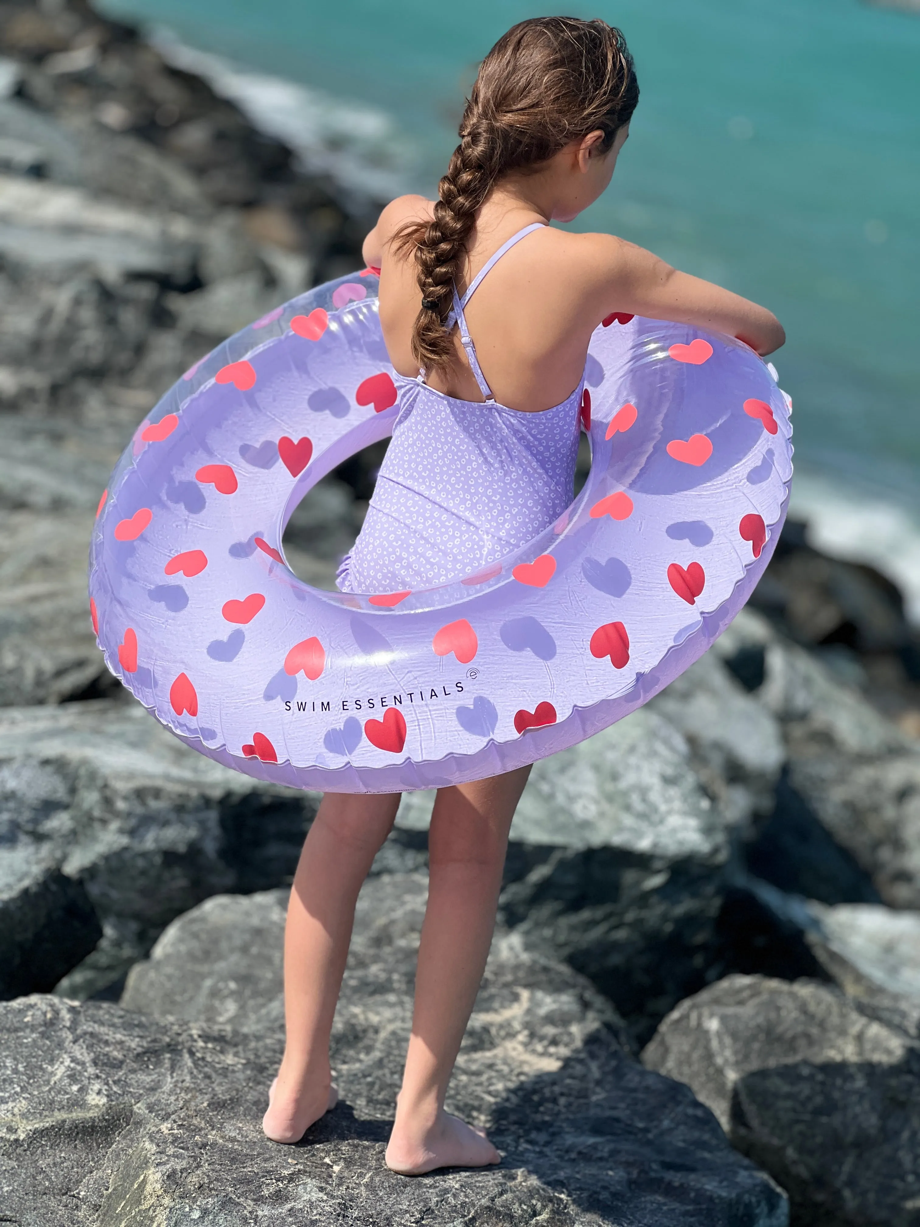Swim Essentials Swim Ring | Lilac Hearts | 90cm