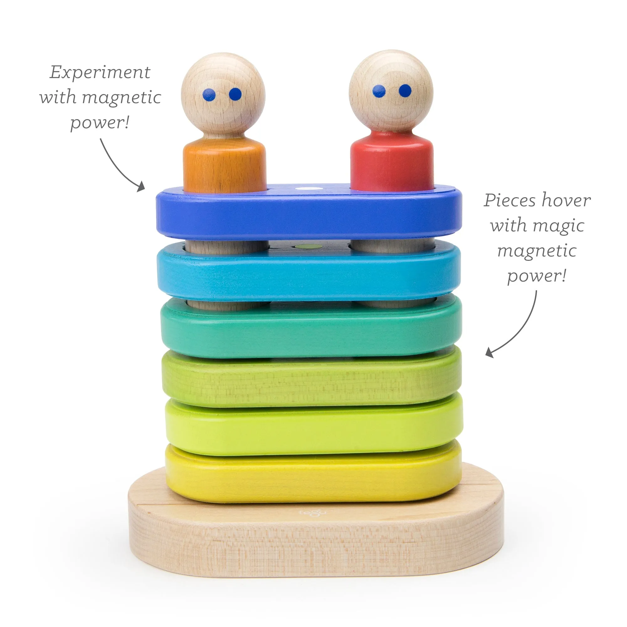 Tegu Floating Stacker Blue & Green Magnetic Wooden Blocks