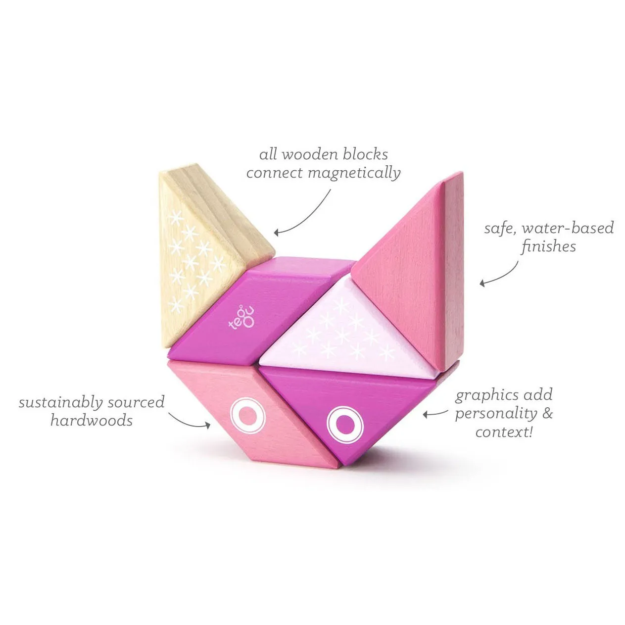 Tegu Travel Pal Kitty Magnetic Wooden Blocks