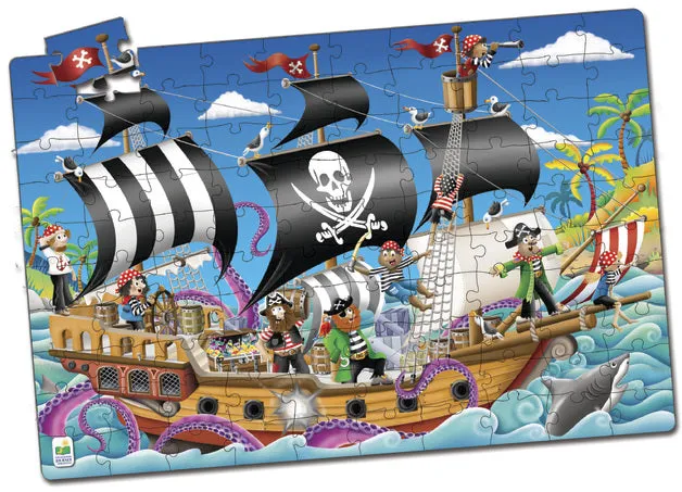 THE LEARNING JOURNEY 100 PIECE GLOW IN THE DARK PIRATE SHIP FLOOR PUZZLE