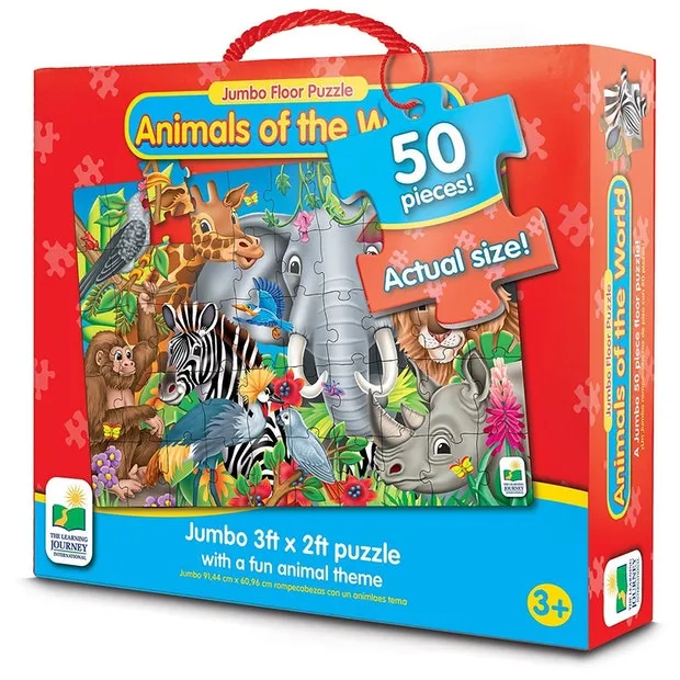 THE LEARNING JOURNEY 50 PIECE ANIMALS OF THE WORLD FLOOR PUZZLE