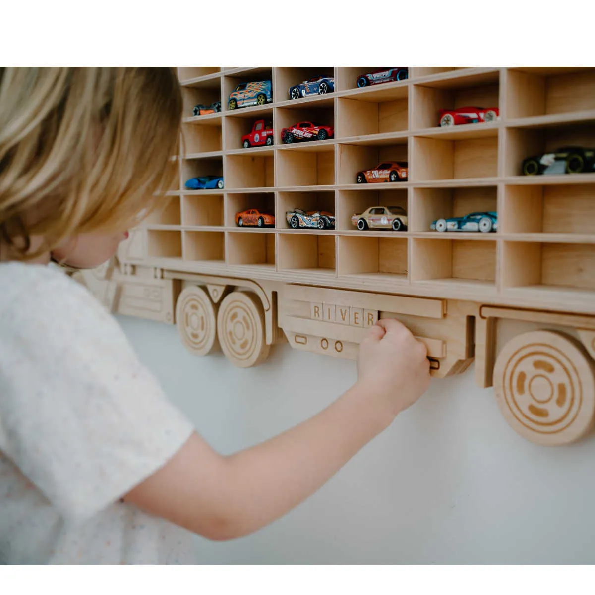Toy Car Storage Wooden Truck