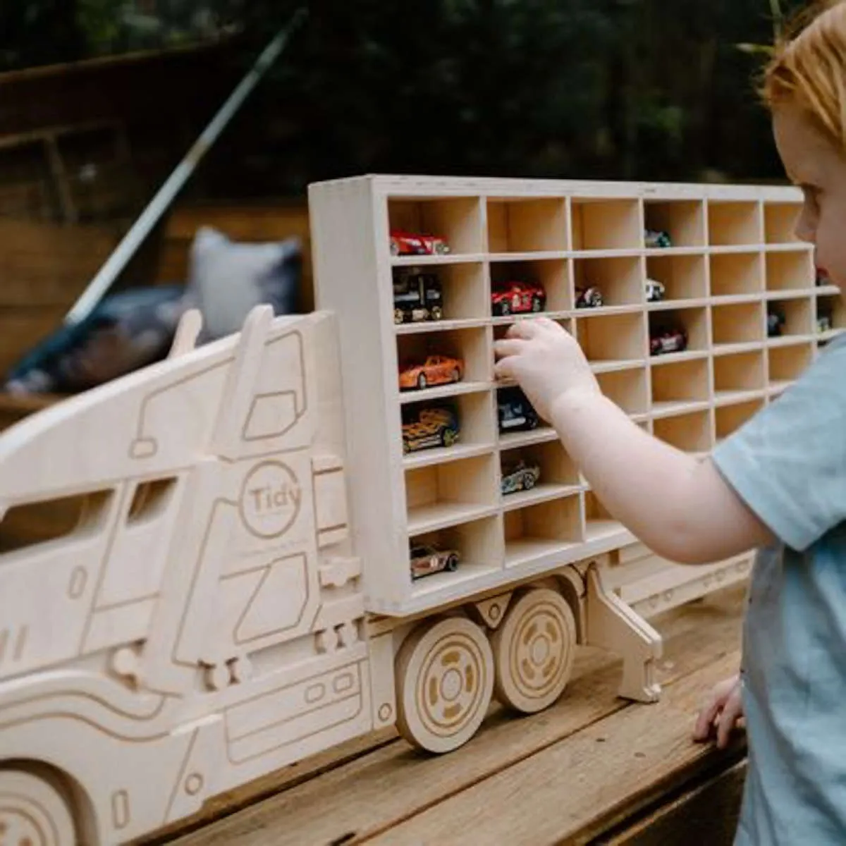 Toy Car Storage Wooden Truck