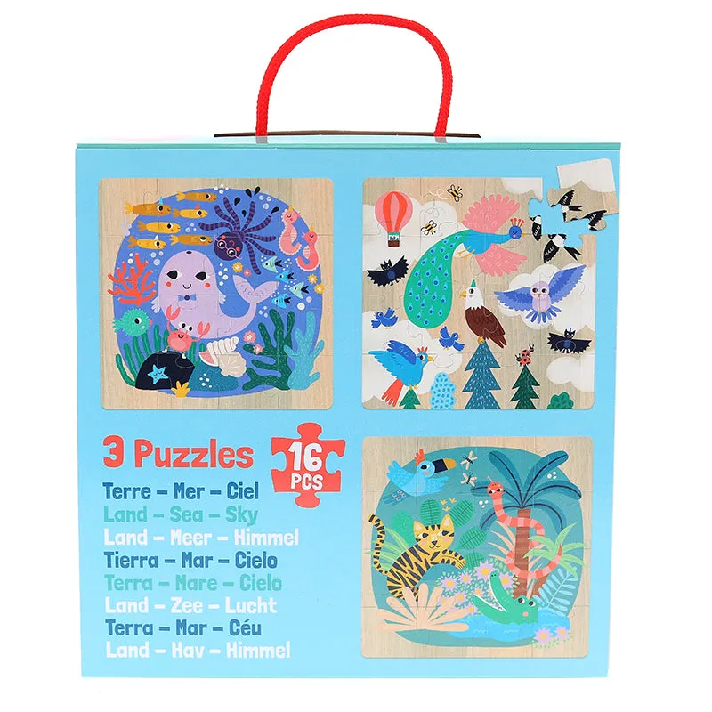 Vilac 8536 Puzzle 3x16 P Earth, Sea,Sky Wise - Kids Toys