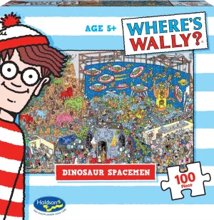 WHERE'S WALLY? DINOSAUR SPACEMEN 100 PIECE MINI PUZZLE
