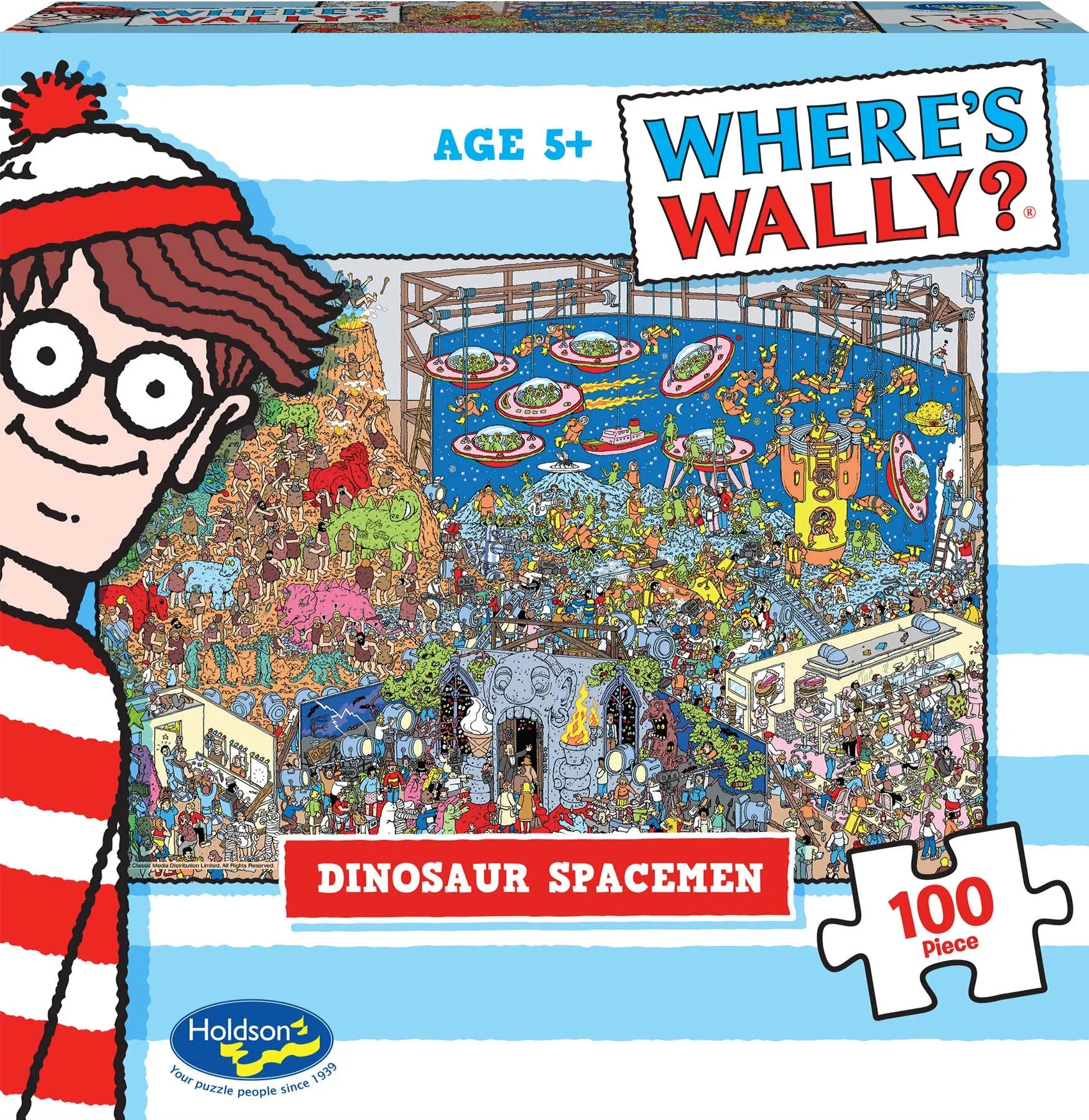 WHERE'S WALLY? DINOSAUR SPACEMEN 100 PIECE MINI PUZZLE