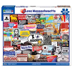 White Mountain Puzzles I Love Massachusetts Puzzle
