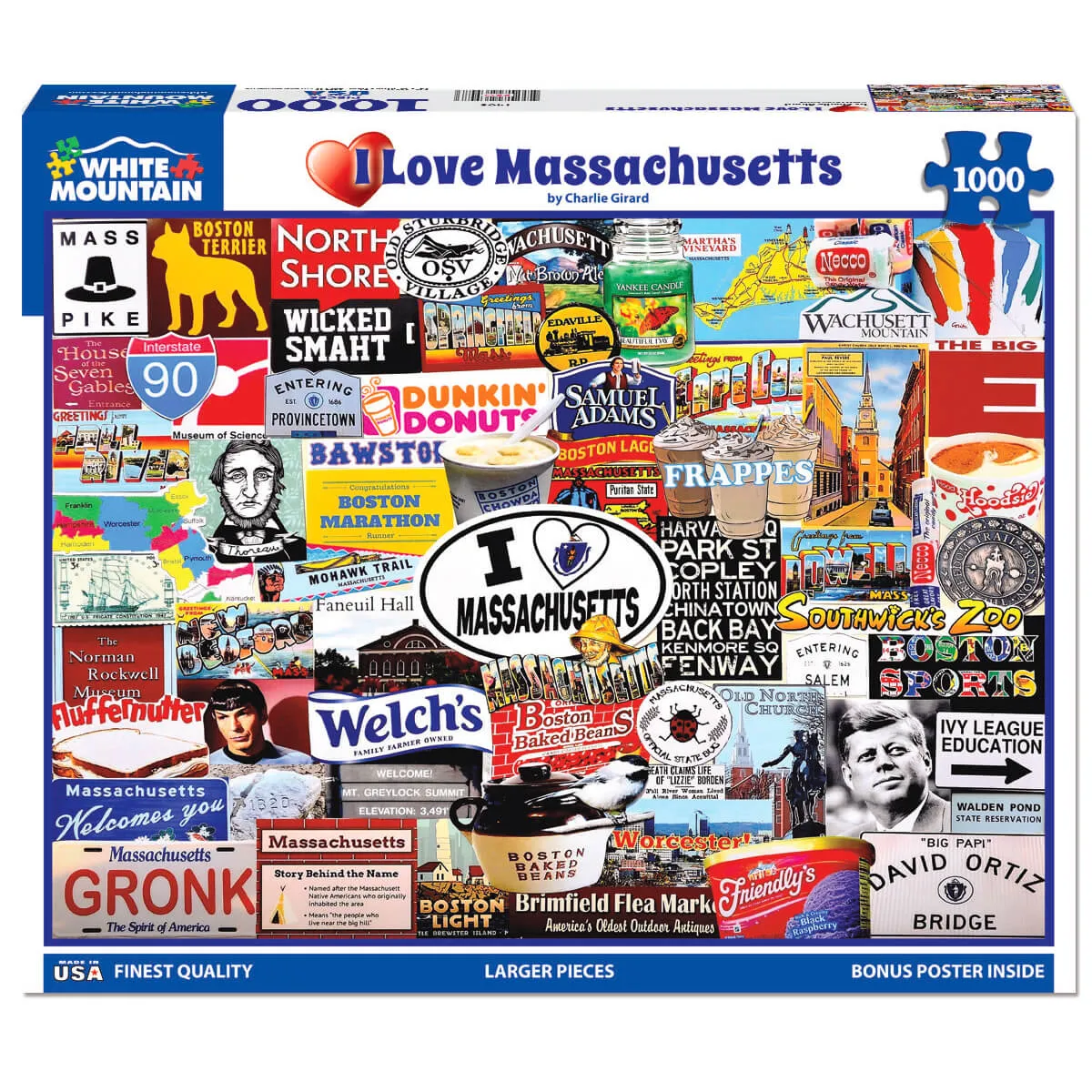 White Mountain Puzzles I Love Massachusetts Puzzle